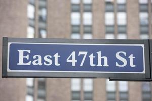 nieuw york straat teken oosten- 47e straat foto