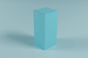 doos verpakking met blauw kleur Aan 3d renderen foto