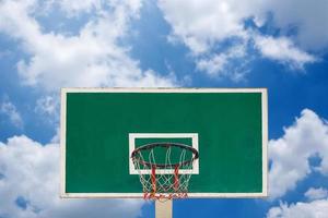 basketbal ring Aan blauw lucht achtergrond foto