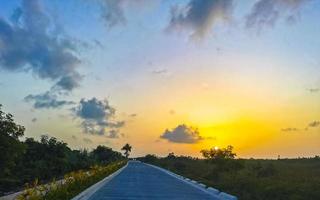 mooi kleurrijk tropisch zonsopkomst in paradijs playa del carmen Mexico. foto