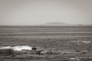 Robbeneiland gezien vanaf Sea Point Kaapstad, Zuid-Afrika. foto