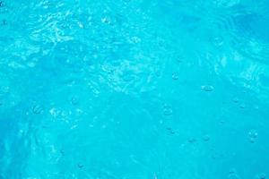 wazig transparant blauw gekleurd helder kalm water oppervlaktetextuur met spatten en bubbels. trendy abstracte natuur achtergrond. watergolven in zonlicht. water achtergrond foto
