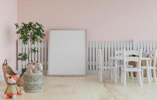 3d mockup blanco wit bord in kinderen kamer renderen foto