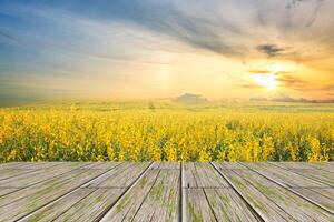 houten vloerplaten met natuur achtergrond foto