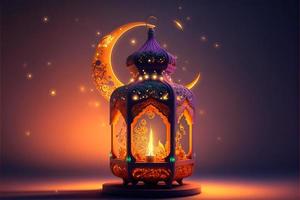 3d geven illustratie van een lantaarn voor Ramadan kareem foto