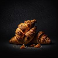 croissants Aan zwart achtergrond foto