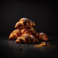 croissants Aan zwart achtergrond foto