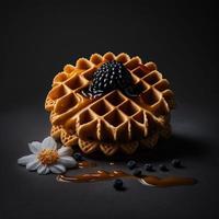 wafels Aan zwart achtergrond foto