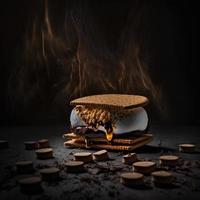 foto smores Aan zwart achtergrond voedsel fotografie