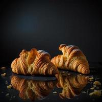 croissants Aan zwart achtergrond foto