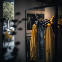 foto winkel voor kleding, kleding winkel Aan hanger Bij de modern winkel winkel