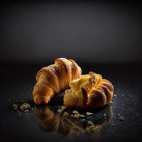 croissants Aan zwart achtergrond foto