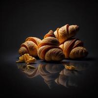 croissants Aan zwart achtergrond foto