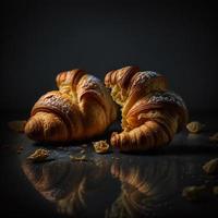 croissants Aan zwart achtergrond foto