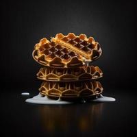 wafels Aan zwart achtergrond foto