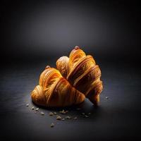 croissants Aan zwart achtergrond foto