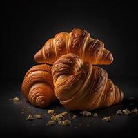 croissants Aan zwart achtergrond foto