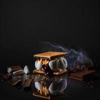 foto smores Aan zwart achtergrond voedsel fotografie