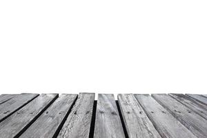 houten tafelblad voor weergave en witte achtergrond foto