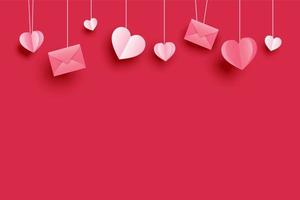 papier hart op roze achtergrond voor Valentijnsdag wenskaart