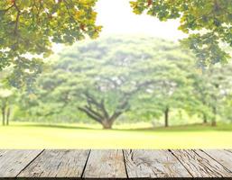 houten tafel in park foto