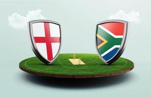 Engeland vs zuiden Afrika krekel vlaggen met schild viering stadion 3d illustratie foto