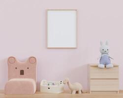 3d mockup foto kader in kinderen kamer renderen