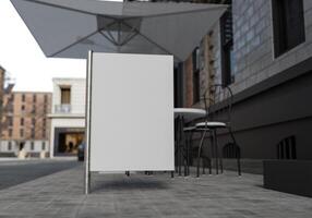 3d mockup blanco aanplakbord Aan straat in downtown renderen foto