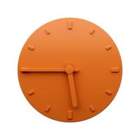 minimaal oranje klok 5 45 O klok kwartaal naar zes abstract minimalistische muur klok 3d illustratie foto