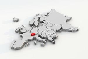 Europa kaart 3d geven geïsoleerd met rood Zwitsers een Europese land foto