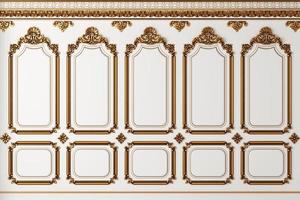 klassiek muur van wit en goud hout panelen foto