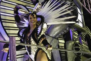 rio, Brazilië - februari 12, 2018 - samba school- optocht in sambodroom. grande Rio foto