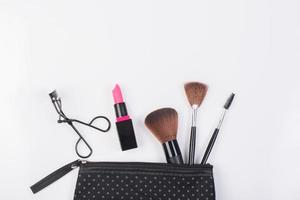 bovenaanzicht van een make-up tas foto