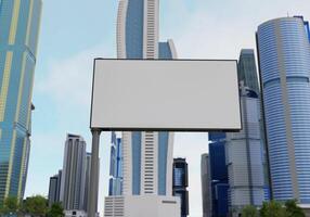 3d mockup blanco aanplakbord in downtown renderen foto