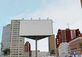 3d mockup blanco aanplakbord in downtown renderen foto