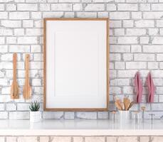 3d interieur ontwerp minimaal versieren met mockup foto kader