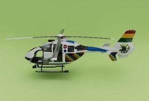 helikopter, minimaal 3d renderen Aan olivijn kleur achtergrond foto