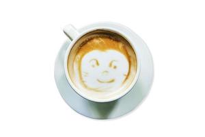 bovenstaand latte koffie Aan isoleren wit met knipsel pad. foto