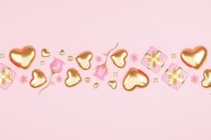 3d renderen schattig roze Valentijnsdag dag achtergrond met liefde en hart foto