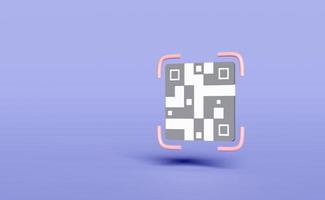 qr code scannen voor downloaden bladzijde Aan mobiel app, boodschappen doen online Promotie geïsoleerd Aan Purper achtergrond. 3d illustratie of 3d geven foto