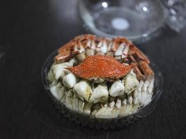 gestoomd krab vlees van blauw krab foto