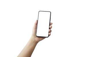mobiele smartphone met stijlvol design en een leeg scherm geïsoleerd op een witte achtergrond met het uitknippad foto