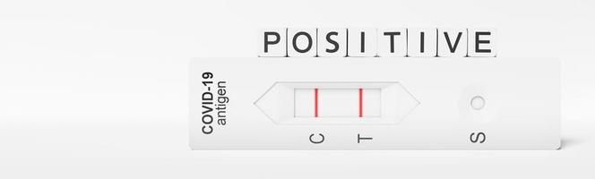 positief testresultaat door gebruik van sneltestapparaat voor covid-19. 3d illustratie foto