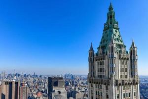 antenne visie van de wolwaardig gebouw in downtown Manhattan, nieuw york stad foto