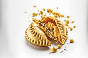 brengen een tintje van verfijning naar uw voedselgerelateerd projecten met onze empanadas Aan een wit achtergrond. vitrine de rijk smaken en verscheidenheid van Latijns Amerikaans keuken foto