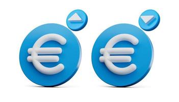 3d blauw munt icoon. munt met euro teken. 3d illustratie geïsoleerd Aan wit achtergrond. foto