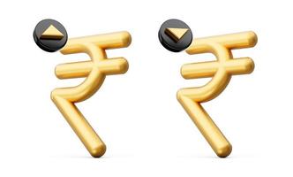 roepie valuta gouden icoon, Indisch roepie 3d illustratie foto