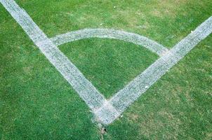 Amerikaans voetbal veld- hoek groen grasmat ,hoek van voetbal veld, voetbal veld- gras conner foto