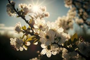 foto's voorjaar bloeiend - wit bloesems en zonlicht in de lucht, fotografie foto