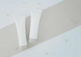 een bespotten omhoog van paar realistisch wit blanco kunstmatig buis geïsoleerd Aan licht achtergrond, 3d renderen , 3d illustratie foto